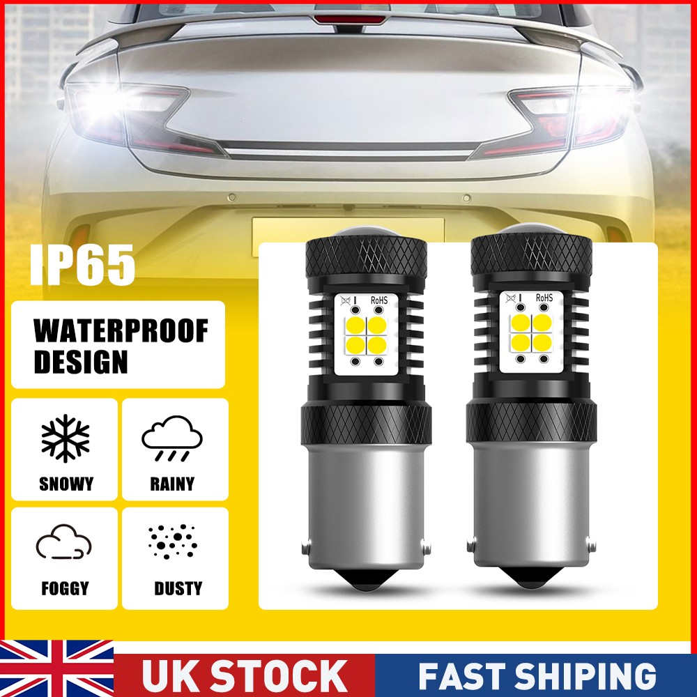 2X 1156 P21W BA15S 382 LED Reverse DRL Turn Sidelight Bulb CANBUS Error Free 12V
