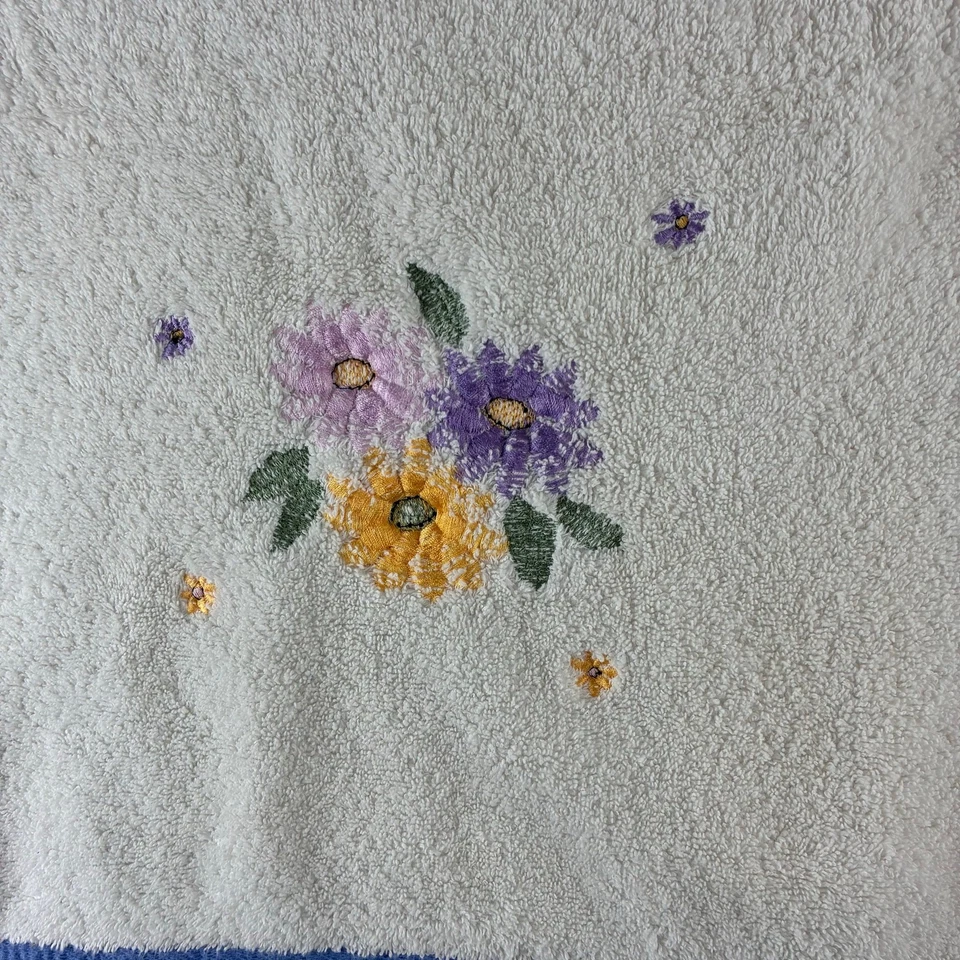 Croscill Lote de 2 Toallas de Baño 100% Algodón 27X49 Azul Blanco Floral Ramo Foto 3 de 4