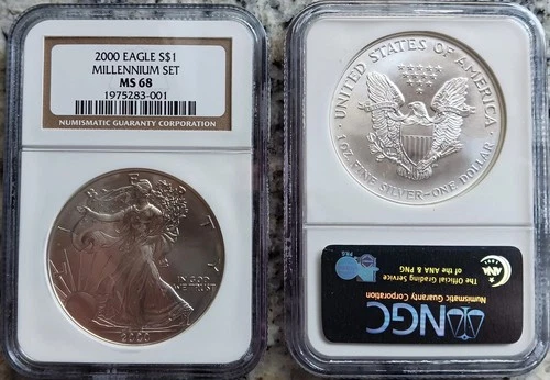 2000 Millennium Set NGC MS68 American Silver Eagle NGC Brown Label #1