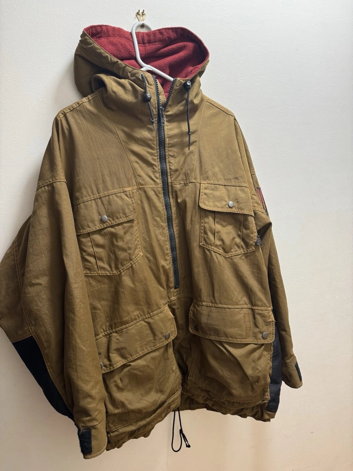 VTG COLUMBIA Size Large Mens Canvas Nylon Anorak Jacket Fleece Lined Hooded L