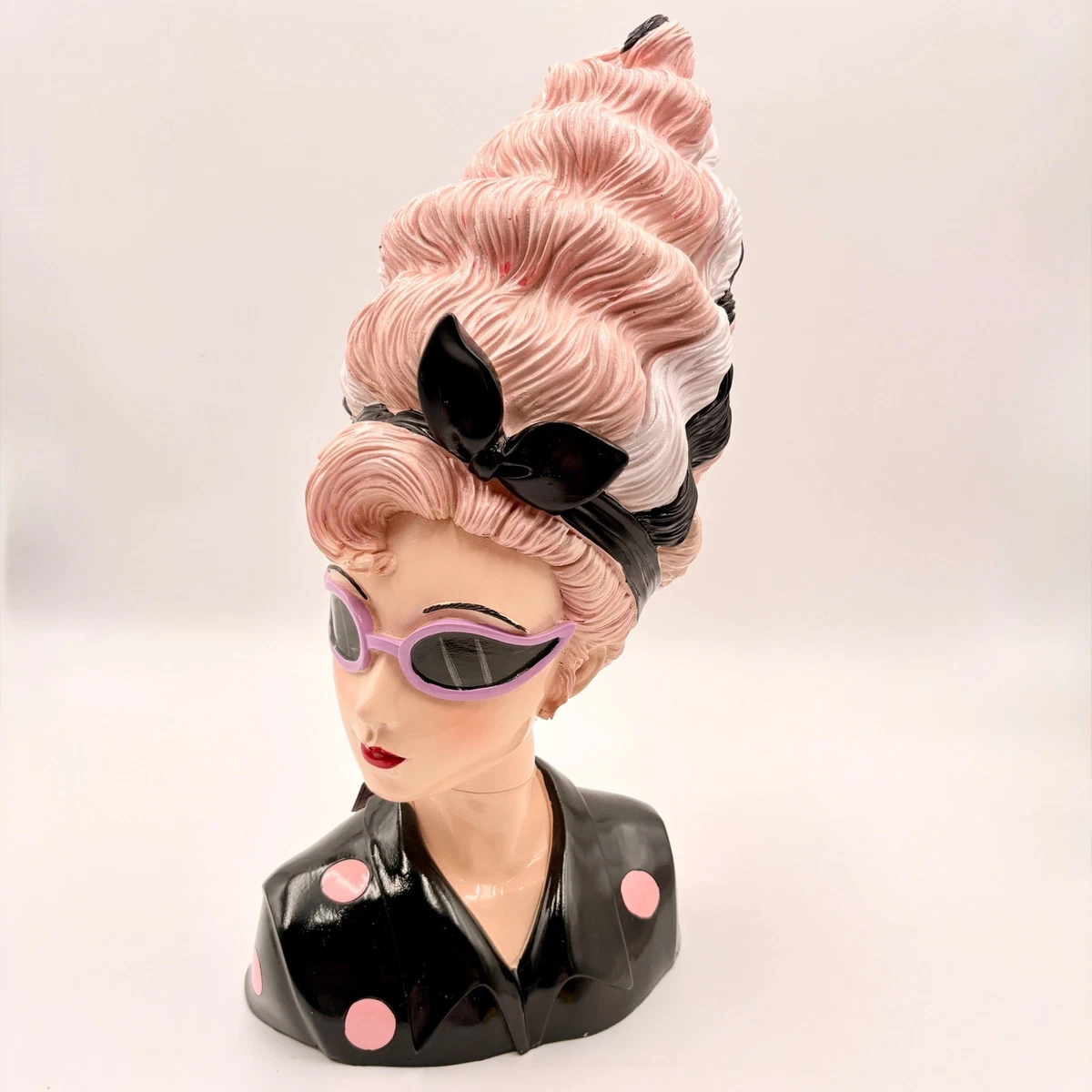 Bella Lux Retro Lady Head Bust Pink Beehive Hair Cat Eye Sunglasses Halloween Bella Lux Halloween Retro Busts - SEE BELOW | Mercari main image 4