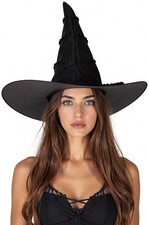 Witch Hat For Halloween Costume Adjustable Sizes With Textured Fabric Lace