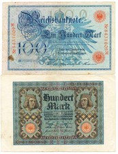 Reichsbanknote Germany 100 Mark 1908     2 Types