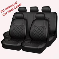 Universal Black Pu Leather Car Seat Covers Full Set Sport Auto Interior