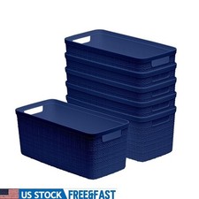Set of 6 Jute Storage Baskets Durable Resin Organizational Bins Home Use