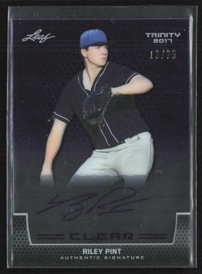 Riley Pint 2017 Leaf Trinity Clear Blue Auto /25 #CA-RP1 Colorado Rockies