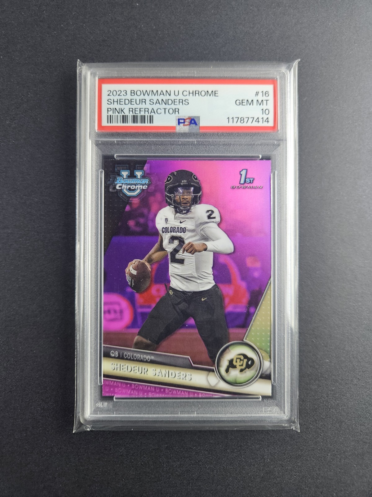 2023 Bowman U Chrome SHEDEUR SANDERS Pink Refractor #16 GEM-MT PSA 10 Colorado