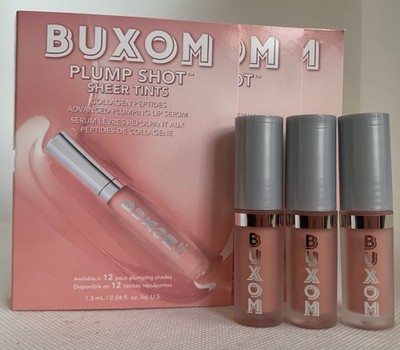 3x Buxom Plump Shot Sheer Tints Plumping Lip Serum In Soft Blush 1.3ml Travel