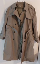 US Military Marine Defense Logistics Agency Belted Trench Coat 42R Lt OD Grn
