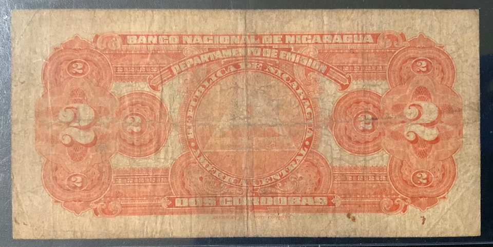 Papel moneda Nicaragua 1945 - ¡2 billetes de Córdobas! Foto 2 de 2