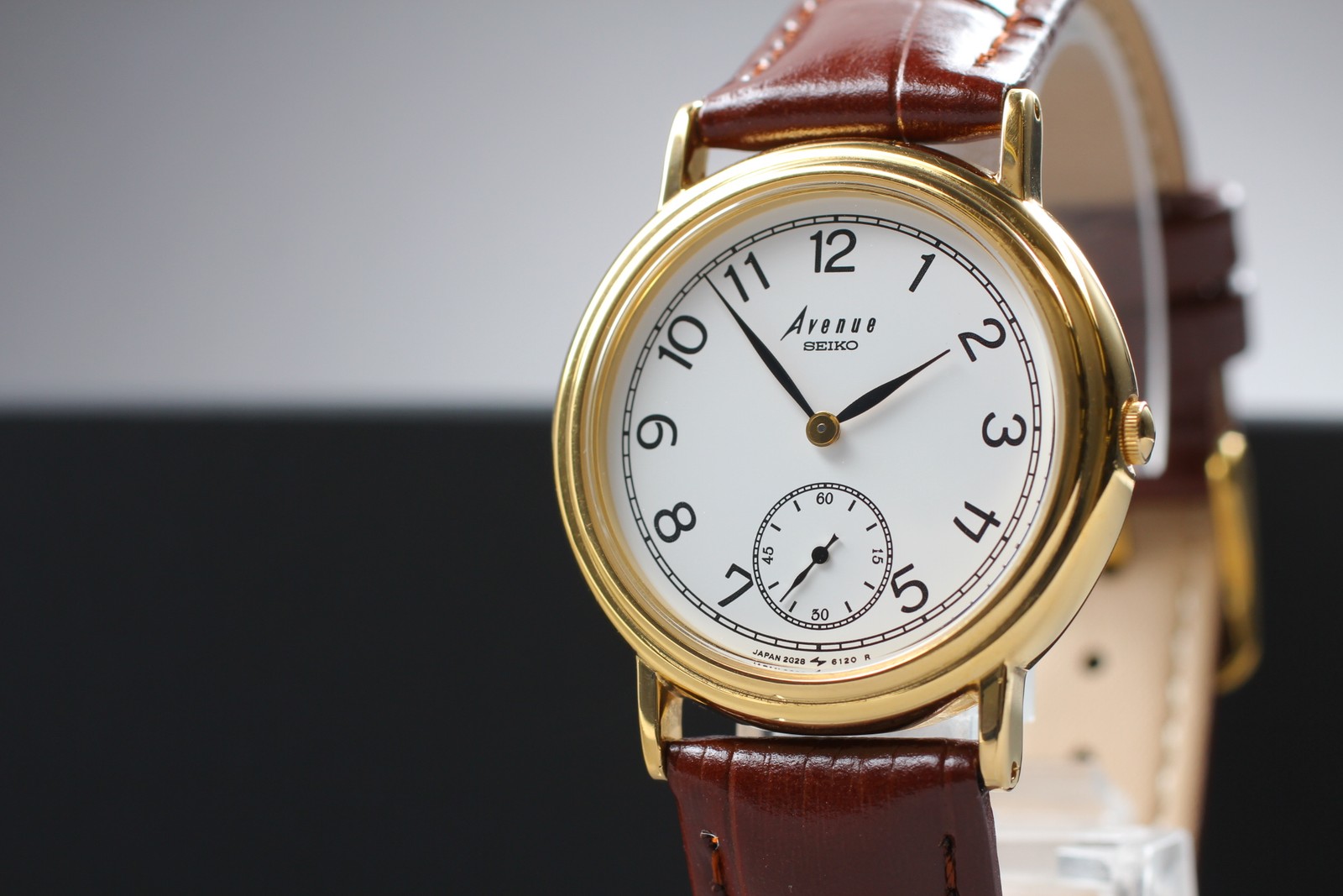 Reloj Hombre Vintage 1986 N COMO NUEVO Seiko Avenue 2G28-6100 Small Sec Oro R...