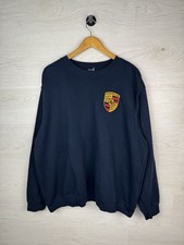 Vintage Porsche Embroidered Logo Sweatshirt Navy Racing Mens Size M
