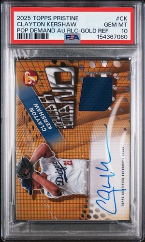 CLAYTON KERSHAW 2025 TOPPS PRISTINE POPULAR DEMAND AUTO GOLD /50 PSA 10 POP 1