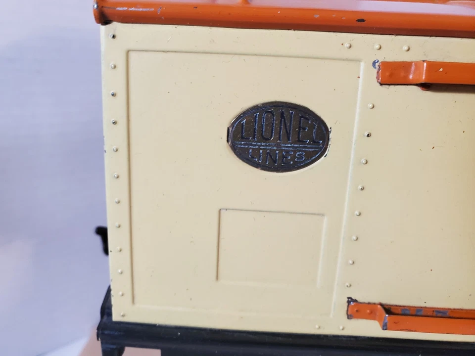 Pegatina Lionel Standard Gauge 214 Auto Furn Boxcar Pre-Guerra Original Crema/Naranja Foto 4 de 4