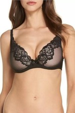 6 Chantelle 6762 Underwire Lined Lace Trim Plunge Bra Size 34DDDD/34F