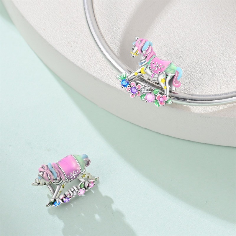 KUNSIR 925 Sterling Silver Charm Heart Bead Charm for Bracelet DIY Charm Gifts