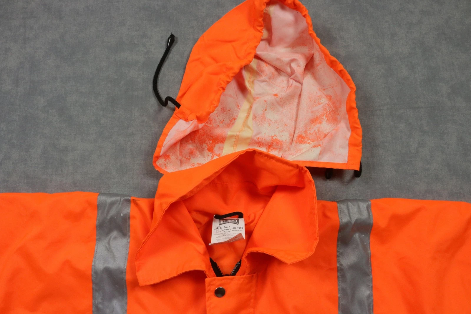 OccuNomix Coat Mens XL Orange Hi Vis Reflective Waterproof Rain Class 3 LUX-TJFS - product detail image 11
