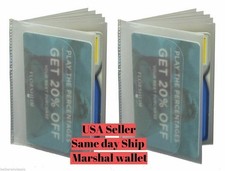 Set of 2 6-Page Credit Card Holder Plastic Clear Wallet Photo Inserts Trifold