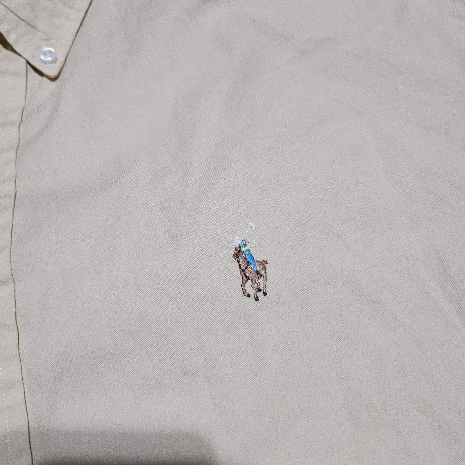 Polo Ralph Lauren Blake camicia bottoni extra large giallo carne pony outdoor uomo