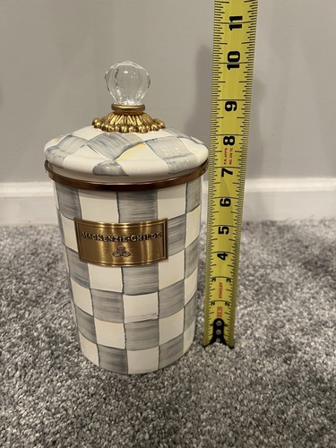 Mackenzie Childs Sterling Check Enamel Canister Large New - Picture 6 of 6
