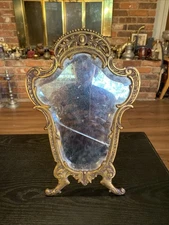 Antique Bradley & Hubbard Victorian Cast Iron Vanity Wall Mirror 3600, Damaged