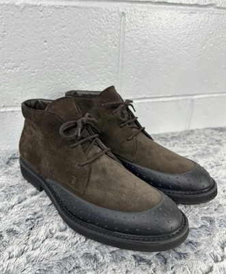 TOD S Gommini Toe Derby Brown Suede Ankle Desert Boot Made In Italy / Men s 10.5