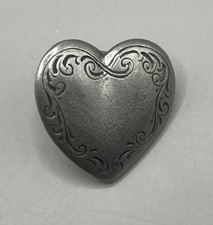 Vintage Danforth Pewter Heart Silver Tone Pin...