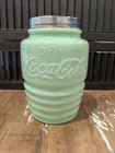 Vintage " Coca Cola Jadeite" Cookie Jar JADE GREEN/ Jadeite 9” Tall