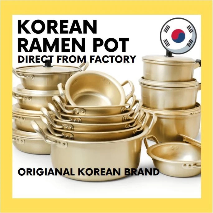 Olla de ramen coreana de aluminio con tapa cocina de fideos de 16 cm se adapta a 1 paquete Shin Ramyun
