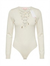 re:named Ivory Lace-Up Long Sleeve Bodysuit Sz Small A10-082