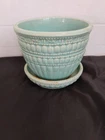 Vintage McCoy 1961 Ceramic Pottery, Planter/Saucer 117, Turquoise *See Photos*