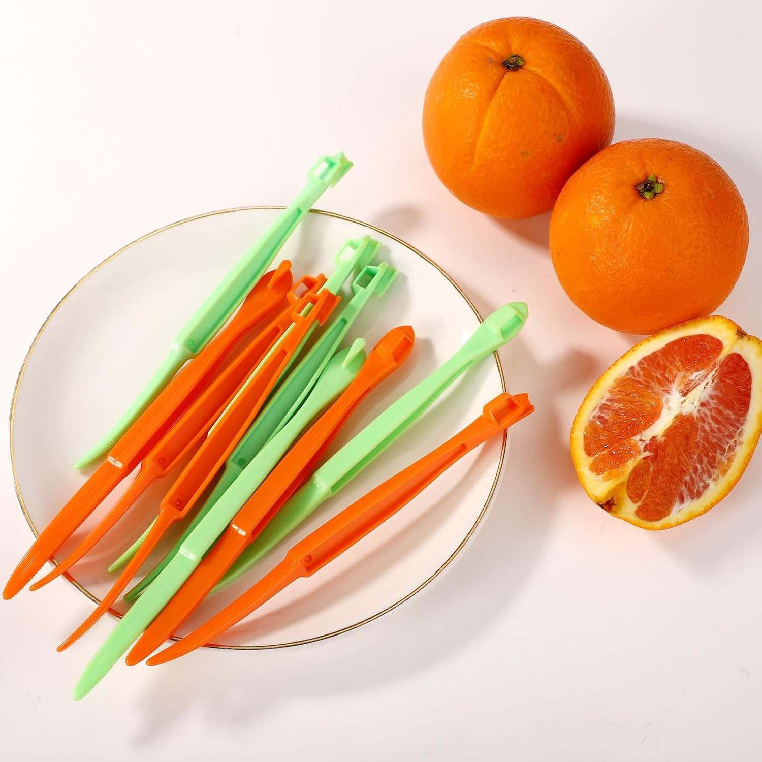 10Pcs Orange Peeler Set, Plastic Orange Peeler Opener Citrus Skin Peelers with L