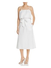 JOIE Womens White Cotton Spaghetti Strap Midi Blouson Dress Size: L