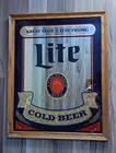 1984 Framed Mirrored Miller Lite Pilsner Beer Sign Mirror 17.5”x21.5” Vintage