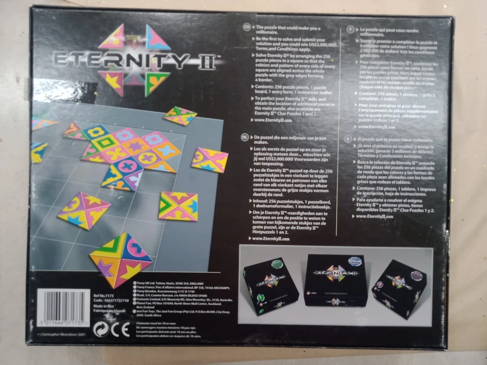Eternity II Puzzle Christopher Monkton 2007 256 pieces Complete Rare - image 2 of 4