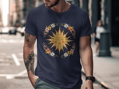 Camiseta Floral Cara de Sol, Camiseta Gráfica Boho para Mujer, Retro Verano Estética - Imagen 5 de 17