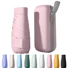 UPF50 Mini Travel Sun Umbrella for Purse With Case,Small Compact UV Umbrella...