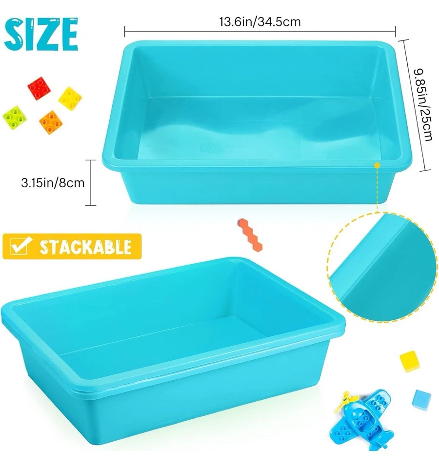 10 Pcs Flat Storage Organizer Tray Bin Letter Size Tray for Classroom Plastic... - Image 4 of 4