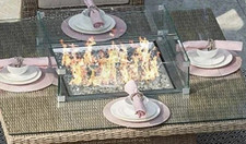 Moda  Square Burner System Gas Fire Pit Insert With Wind Deflector Glass + stone