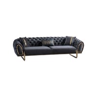 Schwarze Polstercouch Designer Chesterfield Wohnzimmer Polster Sofa
