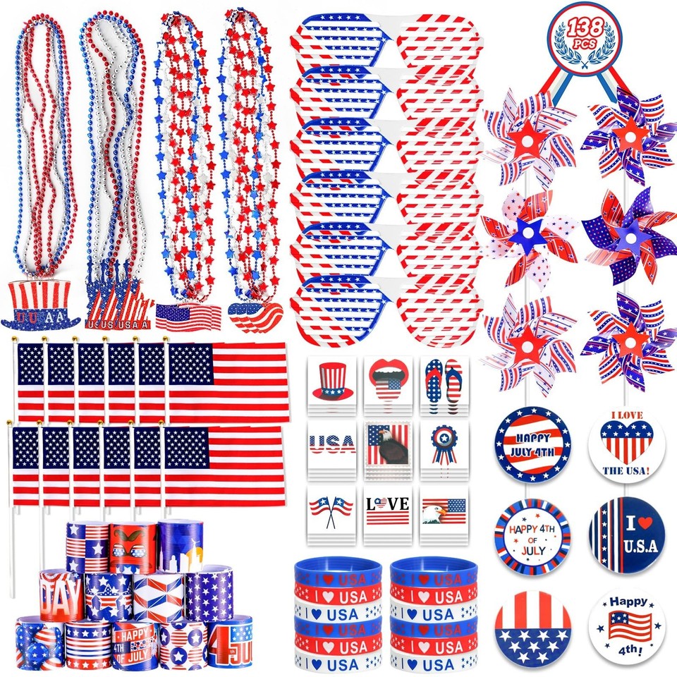 138Pcs 4th Of July Party Supplies Set Patriotic Decorations Favors 138pcs-4th-of-july-party-supplies-set-patriotic-decorations-favors