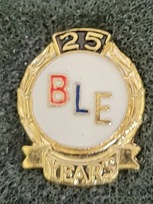 Goldtone 25 yr BLE Service Pin,Brotherhood of Locomotive Engineers,Railway train