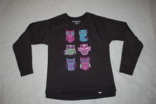 Girls BLACK HI-LOW SWEATSHIRT Crew Neck CUTE OWLS Purple Turquois Green XL 14-16