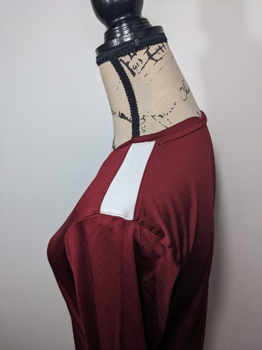 Under Armour Shirt Women Medium Long Sleeve Fitted Heat Gear V Neck Burgundy Red - Picture 5 of 11