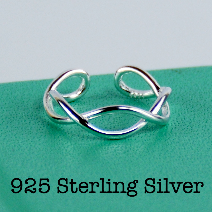 Sterling Silver Bypass Women Ring Band Size Adjustable 4-8
