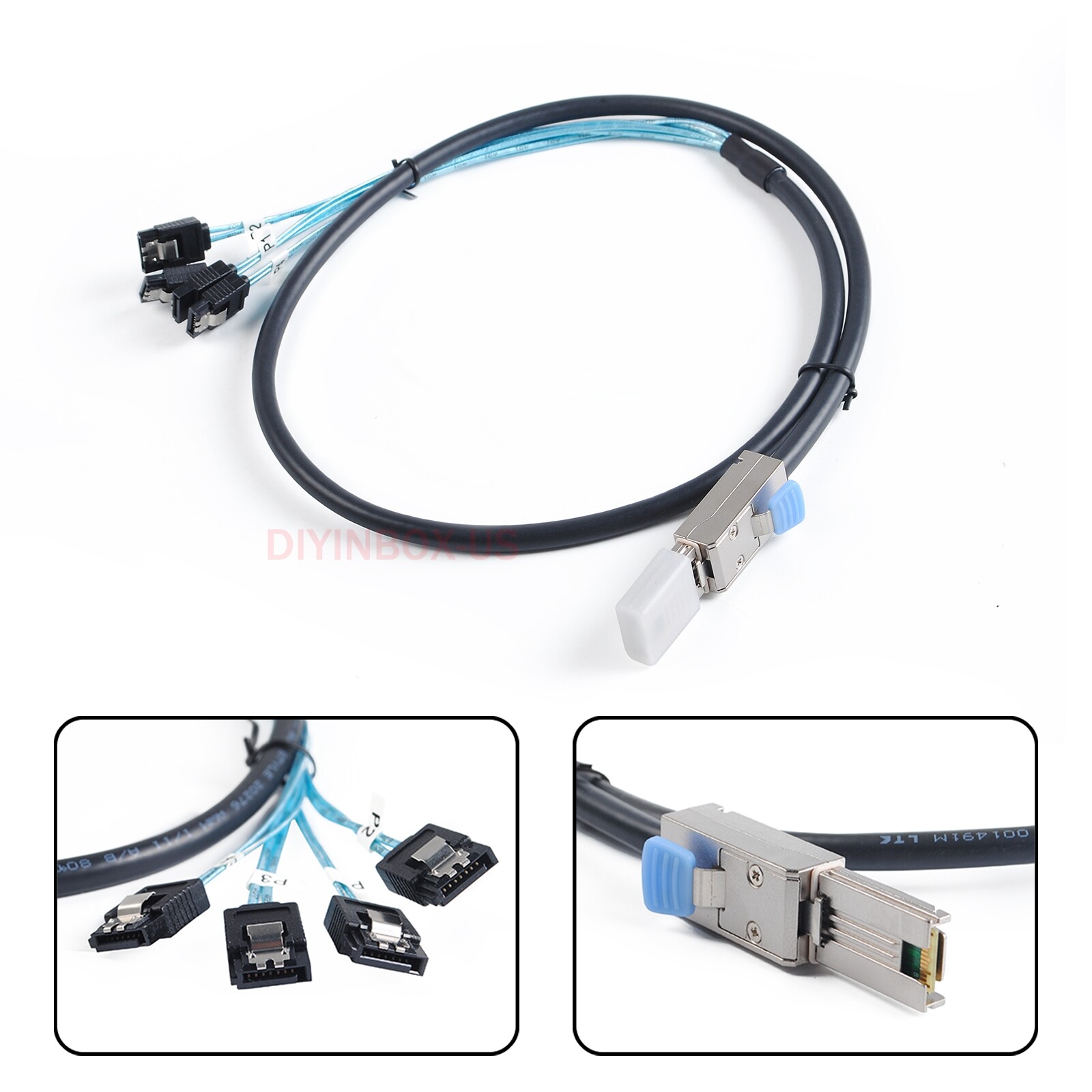 Fo 9201-16e Mini-SAS SFF-8088 26P to 4 X SATA 7Pin Forward Breakout Cable 1Meter