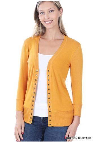 Cárdigan tejido de punto suave con botones cuello en V frontal manga 3/4 para mujer S-3XL - Imagen 21 de 33