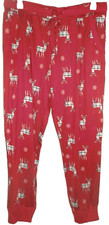 New Womens XL 16-18 Red Hacci Jogger Sleep Pants Joyspun Plaid Deer Snowflakes