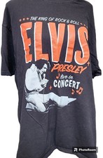 Elvis Presley Concert Band T-shirt Black Plus Size 2XL Retro Rock