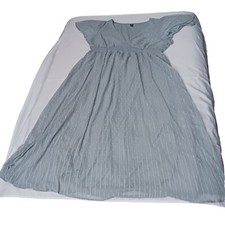 Shein Dress Women's XXL Size 14 Gray Lined Sheer V-Neck Midi NWOT